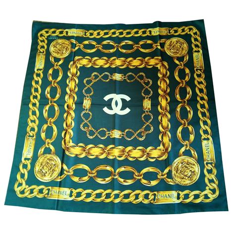 chanel vintage scarf chains green|Chanel scarf outlet.